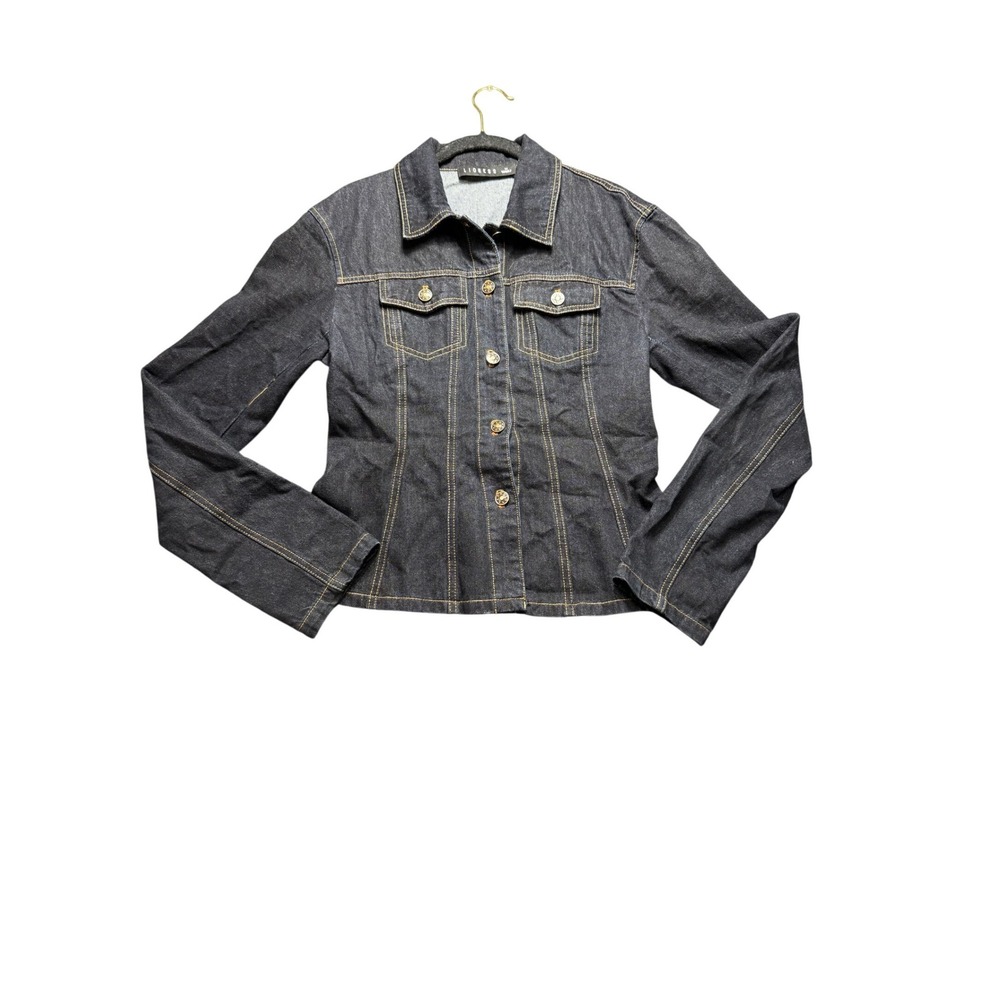 Lioness Denim Jacket Womens Medium Dark Wash Excellent Peplum Button Up